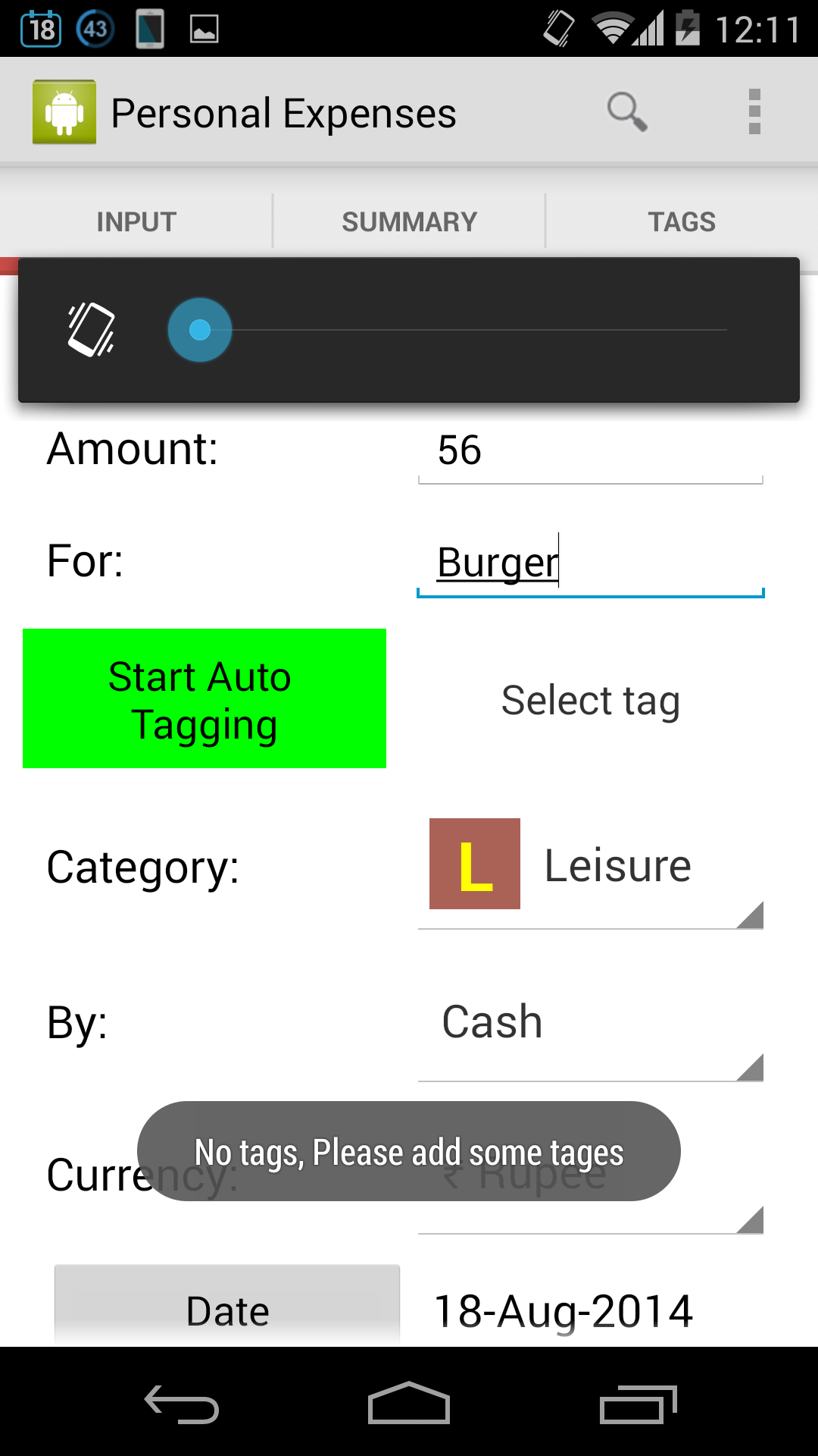 Enter expense - input validation