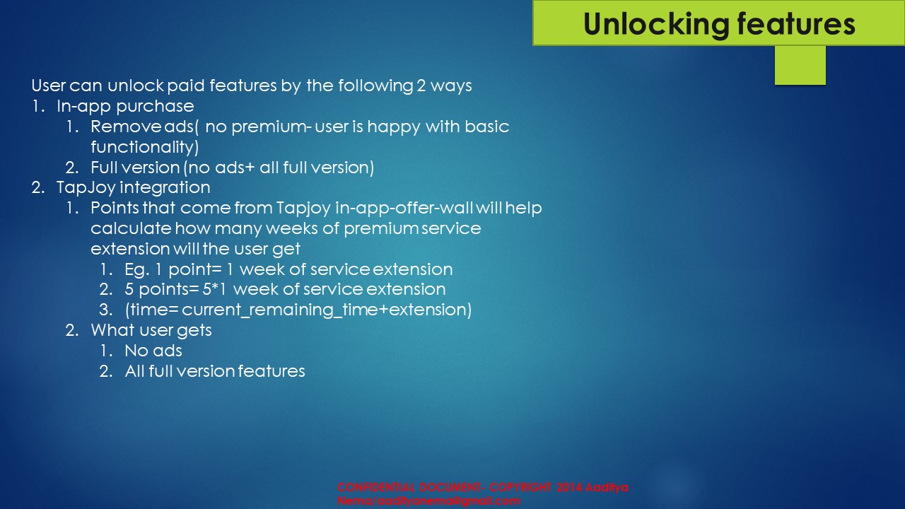 In app feature unlocks